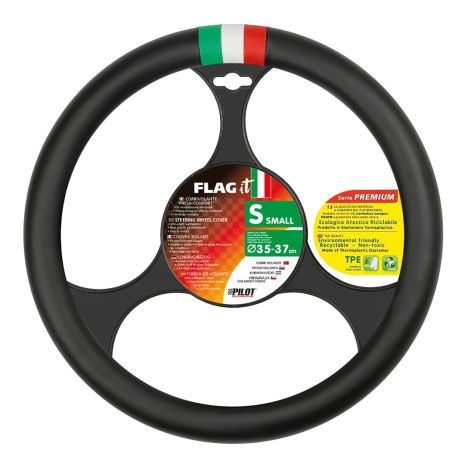 ΚΑΛΥΜΜΑ ΤΙΜΟΝΙΟΥ FLAG IT (ΣΗΜΑΙΑ ΙΤΑΛΙΑΣ) (S) 35/37cm ΔΕΡΜΑΤΙΝΗ ΜΑΥΡΟ ΑΟΣΜΟ ECO-FRIENDLY Auto Moto Tyres 