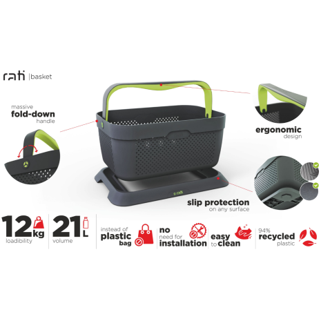 ΚΑΛΑΘΙ ΜΕΤΑΦΟΡΑΣ ΠΡΟΙΟΝΤΩΝ RATI ΠΛΑΣΤΙΚΟ ΜΕ ΑΝΤΙΟΛΙΣΘΗΤΙΚΗ ΒΑΣΗ 21L 12kg max ΜΕ ΛΑΒΗ 438x292x315mm Auto Moto Tyres 