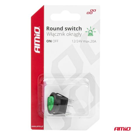 ΔΙΑΚΟΠΤΗΣ ON/OFF 3 ΕΠΑΦΩΝ 12/24V ΣΤΡΟΓΓΥΛΟΣ ΠΡΑΣΙΝΟΣ ΦΩΤΙΣΜΟΣ ΑΜΙΟ - 1 ΤΕΜ. Auto Moto Tyres 