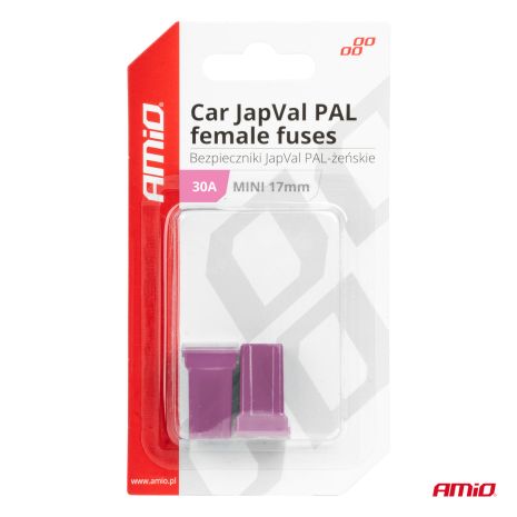 ΑΣΦΑΛΕΙΕΣ JapVal PAL ΜΙΝΙ 17mm ΘΗΛΥΚΕΣ 30A ΣΕ ΜΩΒ ΧΡΩΜΑ AMIO - 2 Τεμ. Auto Moto Tyres 