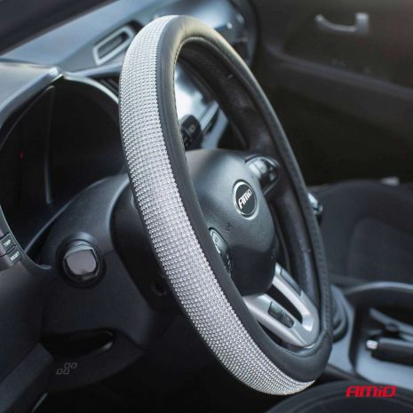 ΚΑΛΥΜΜΑ ΤΙΜΟΝΙΟΥ SWC-35 M 37-39cm ΣΕ ΜΑΥΡΟ ΧΡΩΜΑ  ΜΕ ΠΕΡΙΜΕΤΡΙΚΑ STRASS ΑΜΙΟ - 1 ΤΕΜ. Auto Moto Tyres 