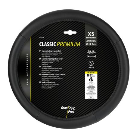 ΚΑΛΥΜΜΑ ΤΙΜΟΝΙΟΥ 30-34CM ΔΕΡΜΑ SKEENTEX ΜΑΥΡΟ CLASSIC PREMIUM GRAN PREE LAMPA - 1 ΤΕΜ. Auto Moto Tyres 