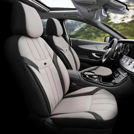 ΚΑΛΥΜΜΑΤΑ ΚΑΘΙΣΜΑΤΩΝ OTOM SWAN 503 BEIGE ΜΑΥΡΟ/ΜΠΕΖ ΛΙΝΟ & ΔΕΡΜΑΤΙΝΗ SETΑΜΙΟ - 1 σετ. Auto Moto Tyres 