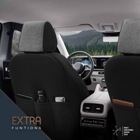 ΚΑΛΥΜΜΑΤΑ ΚΑΘΙΣΜΑΤΩΝ OTOM VOYAGER 102 SMOKED  ΜΑΥΡΟ/ΓΚΡΙ ΛΙΝΟ & ΔΕΡΜΑΤΙΝΗ SETΑΜΙΟ - 1 σετ. Auto Moto Tyres 