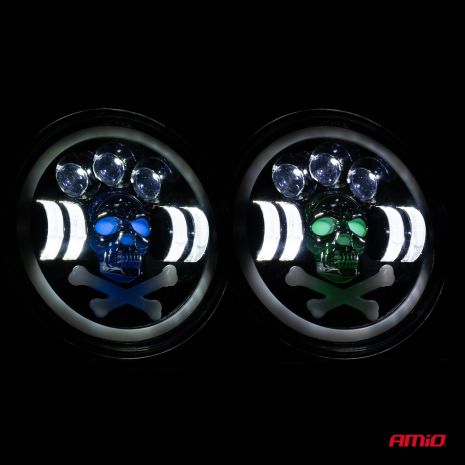 ΠΡΟΒΟΛΕΑΣ ΕΡΓΑΣΙΑΣ ΣΤΡΟΓΓΥΛΟΣ LED SKULL 5.500lm 9>36V 60W 6.000K -Φ170x170x65mm 4 ΧΡΗΣΕΩΝ ΑΜΙΟ - 1 ΤΕΜ. Auto Moto Tyres 