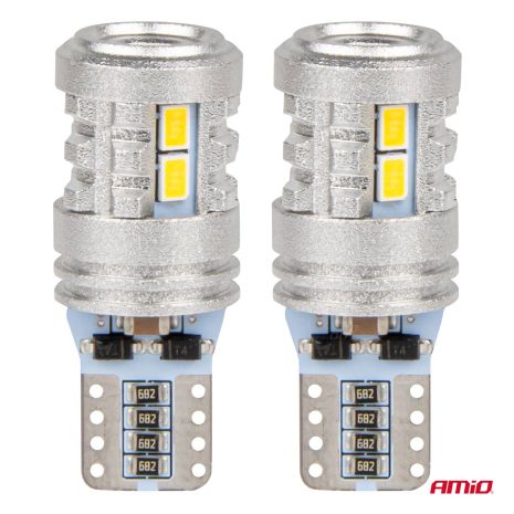 ΛΑΜΠΑΚΙΑ LED T10 W5W 12/24V LED 6x3020+1x3030SMD STANDARD ΛΕΥΚΑ ΑΜΙΟ - 2 ΤΕΜ. Auto Moto Tyres 