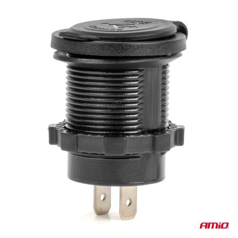 ΠΡΙΖΑ ΜΕ 2 ΘΥΡΕΣ USB ΚΑΙ ΚΑΠΑΚΙ ΜΑΥΡΗ 12/24V 4.2A ΑΔΙΑΒΡΟΧΗ ΜΕ ΜΠΛΕ LED ΦΩΣ ΕΝΔΕΙΞΗΣ  AMIO - 1 ΤΕΜ. Auto Moto Tyres 