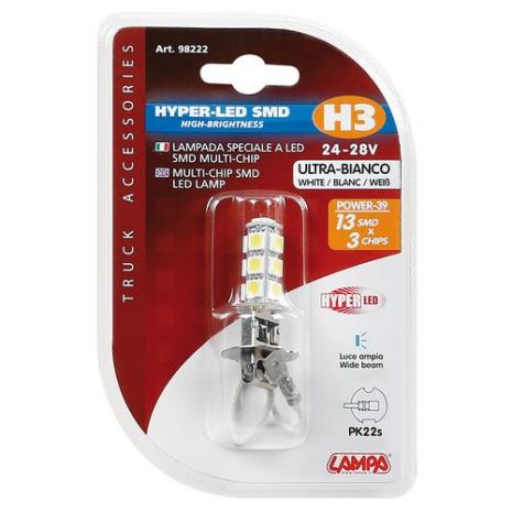 H3 24/28V PK22s HYPER-LED39 ΛΕΥΚΟ 1ΤΕΜ. Auto Moto Tyres 