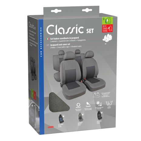 Καλύμματα Καθισμάτων Classic υψηλής ποιότητας ζακάρ Γκρι Auto Moto Tyres 