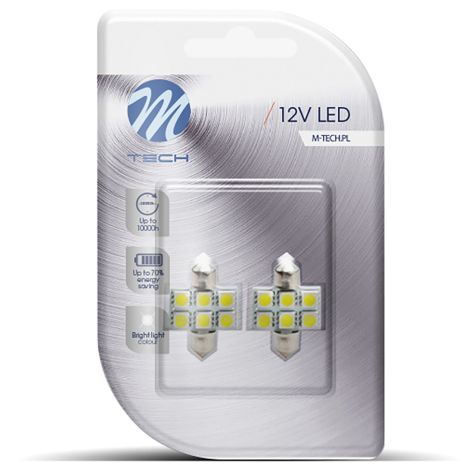 ΛΑΜΠΑΚΙΑ ΠΛΑΦΟΝΙΕΡΑΣ C5W/C10W 12V 1,44W SV8,5 31mm LED 6xSMD5050 ΛΕΥΚΟ 2ΤΕΜ. Auto Moto Tyres 