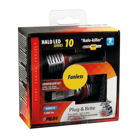 H8-H9-H11-H16 HALO KILLER PGJ19-X 9-32V -20W - 6500K - 3200lm HALO LED KIT SERIES 10 (12 LED ZES CHIPS) - 2 ΤΕΜ. Auto Moto Tyres 