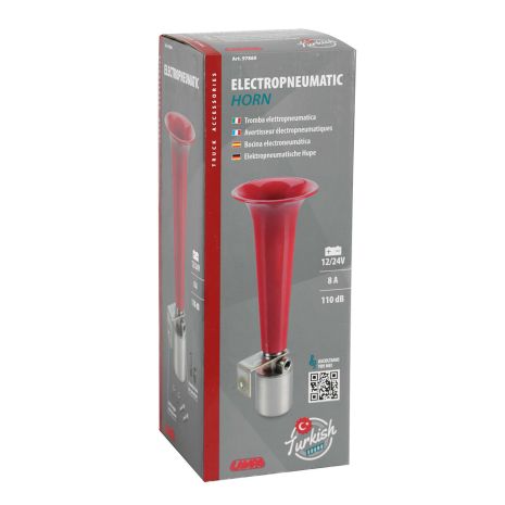 ΚΟΡΝΑ ΗΛΕΚΤΡΟΠΝΕΥΜΑΤΙΚΗ ΜΟΝΗ 12>36V 110db "TURKISH SOUND" ΚΟΚΚΙΝΗ 230mm LAMPA - 1 TEM. Auto Moto Tyres 