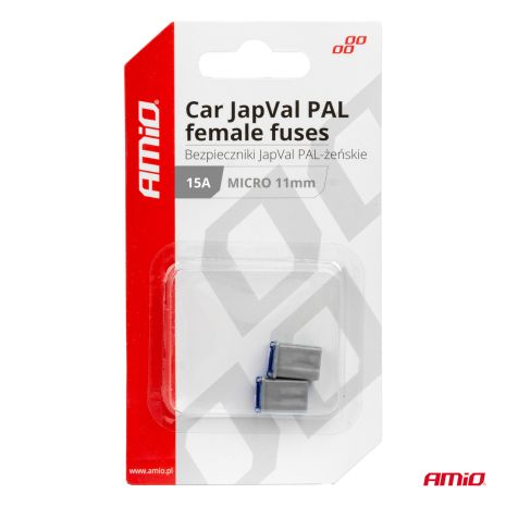 ΑΣΦΑΛΕΙΕΣ JapVal PAL ΜICRO 11mm ΘΗΛΥΚΕΣ 15A ΣΕ ΓΚΡΙ ΧΡΩΜΑ AMIO - 2 Τεμ. Auto Moto Tyres 