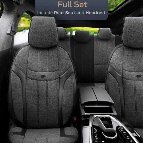 ΚΑΛΥΜΜΑΤΑ ΚΑΘΙΣΜΑΤΩΝ OTOM SWAN 501 BLACK ΜΑΥΡΟ/ΓΚΡΙ ΣΚΟΥΡΟ ΛΙΝΟ & ΔΕΡΜΑΤΙΝΗ SET ΑΜΙΟ - 1 σετ. Auto Moto Tyres 