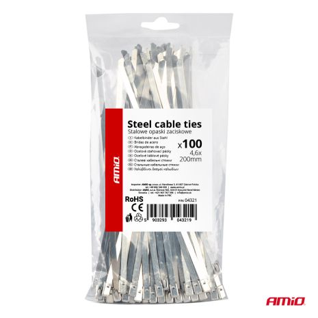 ΔΕΜΑΤΙΚΑ/ΔΕΤΙΚΑ ΚΑΛΩΔΙΩΝ TIE WRAP (ΤΑΙΡΑΠ) ΜΕΤΑΛΛΙΚΑ 4,6 x 200mm ΑΜΙΟ - 100 ΤΕΜ. Auto Moto Tyres 
