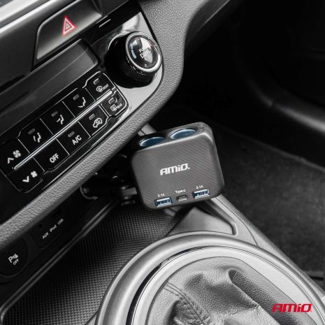 ΑΝΤΑΠΤΟΡΑΣ ΑΝΑΠΤΗΡΑ 12/24V 100W ΜΑΥΡΟΣ/2 ΘΕΣΕΙΣ/1xUSB-A+1xUSB-C/ΠΕΡΙΣΤΡΟΦΗ 180 ΜΟΙΡΩΝ ΑΜΙΟ - 1 ΤΕΜ. Auto Moto Tyres 