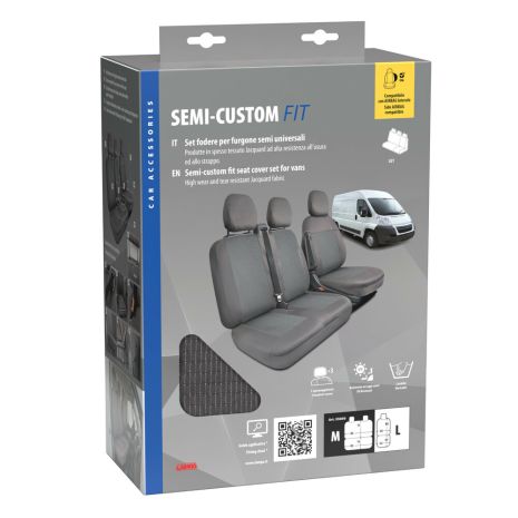 ΚΑΛΥΜΜΑΤΑ ΚΑΘΙΣΜΑΤΩΝ ΚΑΙ ΠΡΟΣΚΕΦΑΛΑ ΓΙΑ 3 ΣΕΙΡΕΣ ΘΕΣΕΩΝ ΣΕ ΓΚΡΙ ΣΚΟΥΡΟ ΧΡΩΜΑ SEDILI SET LARGE / MEDIUM LAMPA - 1 ΤΕΜ. Auto Moto Tyres 