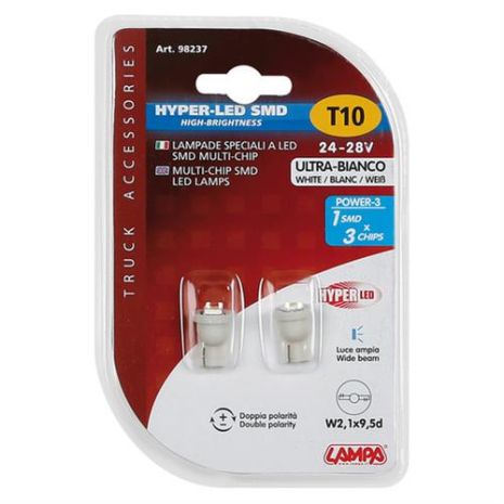 T10 W5W 24/28V 8lm HYPER-LED3 ΛΕΥΚΟ ΔΙΑΘΛΑΣΗΣ 1SMDx3chips (ΚΑΡΦΩΤΟ-ΔΙΠΛΗΣ ΠΟΛΙΚΟΤΗΤΑΣ)ΣΑΚΟΥΛΑ 20ΤΕΜ. Auto Moto Tyres 