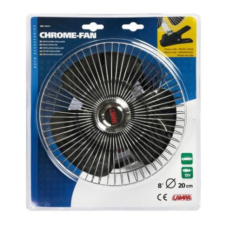 ΑΝΕΜΙΣΤΗΡΑΣ CHROME FAN 12V 16W (ΜΕ ΦΙΣ ΑΝΑΠΤΗΡΑ ΚΑΙ ΜΑΝΤΑΛΑΚΙ - Φ  20 cm) Auto Moto Tyres 