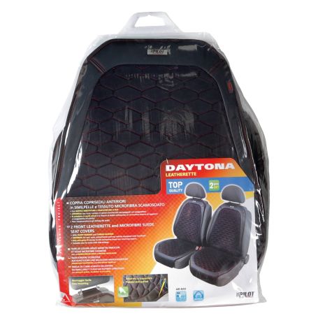 ΠΛΑΤΟΚΑΘΙΣΜΑΤΑ DAYTONA ΔΕΡΜΑΤΙΝΗ/ΒΕΛΟΥΡ ΜΑΥΡΟ ΜΕ ΚΟΚΚΙΝΗ ΡΑΦΗ ΚΥΨΕΛΩΤΟ 2ΤΕΜ. Auto Moto Tyres 