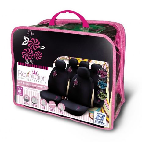 ΚΑΛΥΜΜΑΤΑ ΚΑΘΙΣΜΑΤΩΝ ΣΕΤ MY FLOWER SWIVEL PINK BOTTARI - ΣΕΤ 9 ΤΕΜ. Auto Moto Tyres 