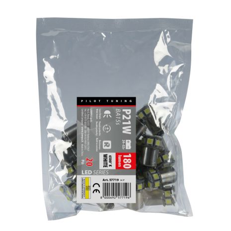 P21W 24/32V Ba15s 3,5W 180lm 10xSMDx1CHIP LED CAN-BUS (ΦΟΥΝΤΟΥΚΙ) ΛΕΥΚΟ ΔΙΑΘΛΑΣΗΣ ΣΑΚΟΥΛΑ ​ LAMPA - 20 TEM. Auto Moto Tyres 