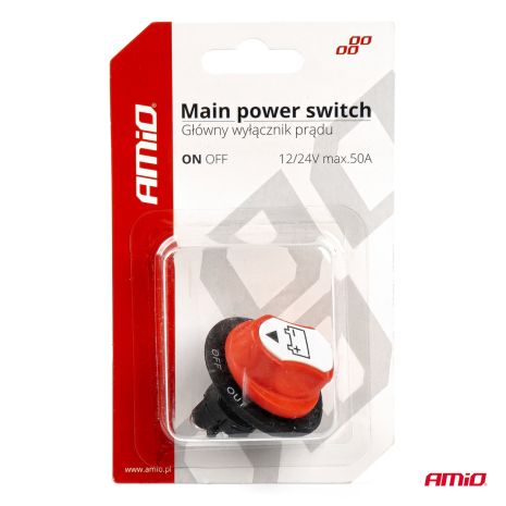 ΔΙΑΚΟΠΤΗΣ POWER-OFF ΜΠΑΤΑΡΙΑΣ ΓΕΝΙΚΟΥ ΡΕΥΜΑΤΟΣ 12-32V 50A 29mm 3 ΛΕΙΤΟΥΡΓΙΩΝ AMIO - 1 ΤΕΜ. Auto Moto Tyres 