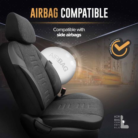 ΚΑΛΥΜΜΑΤΑ ΚΑΘΙΣΜΑΤΩΝ OTOM THRONE 102 SMOKED ΜΑΥΡΟ/ΓΚΡΙ ΛΙΝΟ & ΔΕΡΜΑΤΙΝΗ SET ΑΜΙΟ - 1 σετ. Auto Moto Tyres 