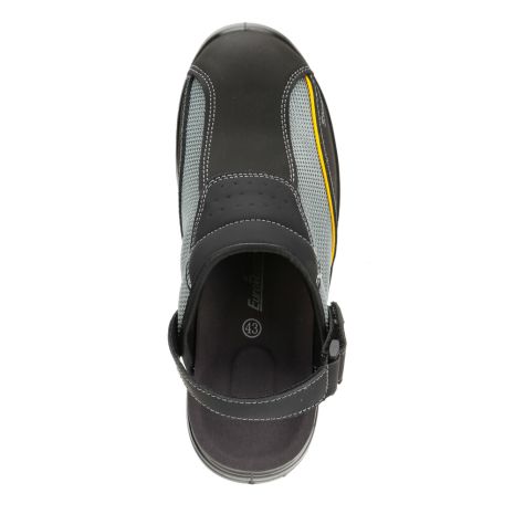 Πιστοποιημένα Παπούτσια Ασφαλείας Εργασίας σε στυλ Σαμπό Stingray από την Euroroutier σε μέγεθος EU44/UK10 σε Μαύρο, Γκρι Χρώμα με Κροκί Λεπτομέρειες και Λουράκι Αστραγάλου Auto Moto Tyres 