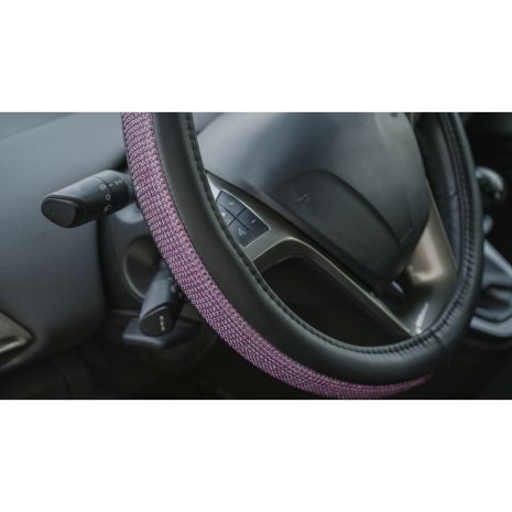 ΚΑΛΥΜΜΑ ΤΙΜΟΝΙΟΥ DIAMONDS PINK (S) 35/37cm ΣΥΝΘΕΤΙΚΟ ΔΕΡΜΑ SKEENTEX ΜΑΥΡΟ/POZ LAMPA  - 1 ΤΕΜ. Auto Moto Tyres 