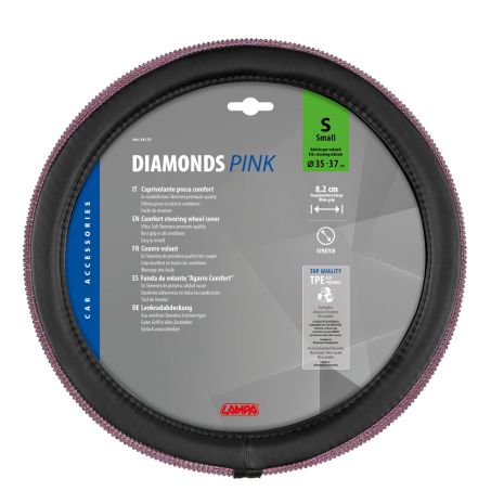 ΚΑΛΥΜΜΑ ΤΙΜΟΝΙΟΥ DIAMONDS PINK (S) 35/37cm ΣΥΝΘΕΤΙΚΟ ΔΕΡΜΑ SKEENTEX ΜΑΥΡΟ/POZ LAMPA  - 1 ΤΕΜ. Auto Moto Tyres 