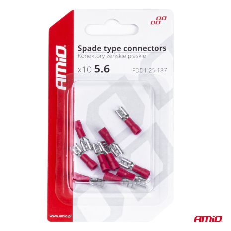 ΦΙΣΑΚΙΑ ΘΗΛΥΚΑ ΚΟΚΚΙΝΑ FDD1 1,25-187 /10A/ 5,6mm ΑΜΟ - 10 ΤΕΜ. Auto Moto Tyres 