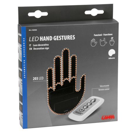 ΔΙΑΚΟΣΜΗΤΙΚΟ ΠΑΝΕΛ ΧΕΙΡΟΝΟΜΙΕΣ LED HAND GESTURES 203 LED SMD ΜΕ ΤΗΛΕΧΕΙΡΙΣΤΗΡΙΟ 150x98mm LAMPA - 1 ΤΕΜ. Auto Moto Tyres 