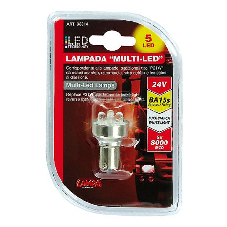 ΛΑΜΠΑΚΙ 24V 5LED R5-10W BA15s Auto Moto Tyres 