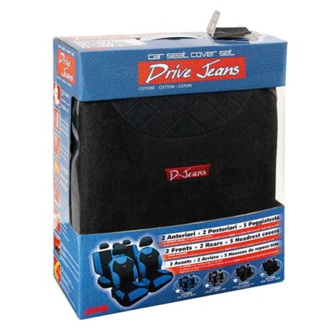 ΚΑΛΥΜΜΑΤΑ ΚΑΘΙΣΜΑΤΩΝ"DRIVE-JEANS" ΣΕΤ - ΜΑΥΡ Auto Moto Tyres 