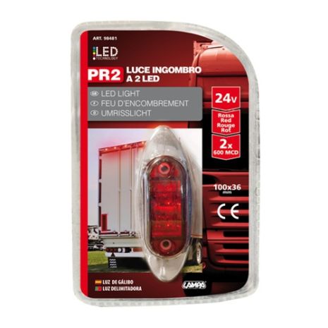 ΦΩΣ ΦΟΡΤΗΓΟΥ 2LED ΚΟΚΚΙΝΟ 24V 100mm Auto Moto Tyres 