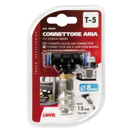 ΣΥΝΔΕΣΜΟΣ ΑΕΡΑ T-5 ΔΙΠΛΟΣ ΜΕ ΑΝΤΑΠΤΟΡΑ 8mm 13bar kg/cm Auto Moto Tyres 
