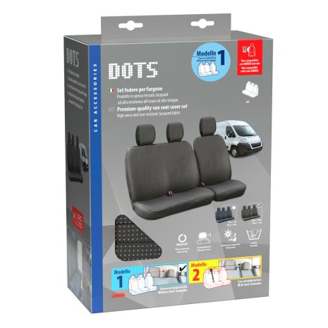 Καλύμματα Καθισμάτων Dots-1, χωρίς επανατυλικτήρα ζώνης - Μαύρο / Γκρι Auto Moto Tyres 