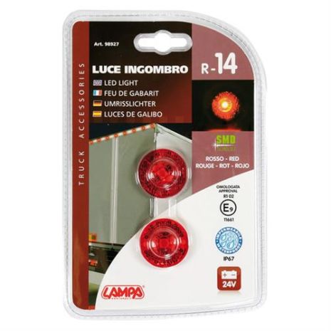Φώτα Ογκου Φορτηγού 24V 1 Led 2τεμ Κόκκινα R-14 Auto Moto Tyres 