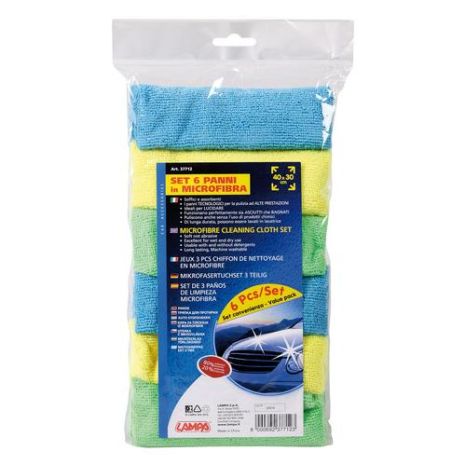 ΠΑΝΙΑ ΚΑΘΑΡΙΣΜΟΥ ΜΕ ΜΙΚΡΟΪΝΕΣ (MICROFIBRE) 40x30cm (ΚΙΤΡΙΝΟ/ΠΡΑΣΙΝΟ/ΜΠΛΕ) 6 ΤΕΜ. Auto Moto Tyres 