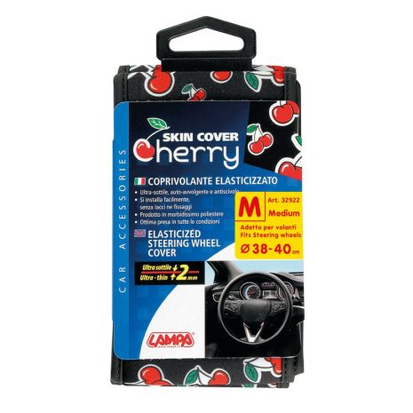 ΚΑΛΥΜΜΑ ΤΙΜΟΝΙΟΥ SKIN-COVER CHERRY-CILIEGE(ΚΕΡΑΣΙΑ) 38/40cm(M) ΜΑΥΡΟ ΕΛΑΣΤΙΚΟ ΠΟΛΥΕΣΤΕΡΙΚΟ 2mm ΠΑΧΟΣ Auto Moto Tyres 