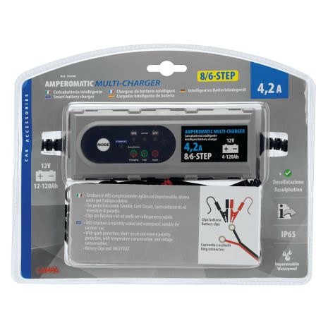 ΦΟΡΤΙΣΤΗΣ ΜΠΑΤΑΡΙΑΣ AMPEROMATIC MULTI-CHARGER 12V 4,2A 4>120Ah STD-SMF-EFB-AGM-START & STOP Auto Moto Tyres 