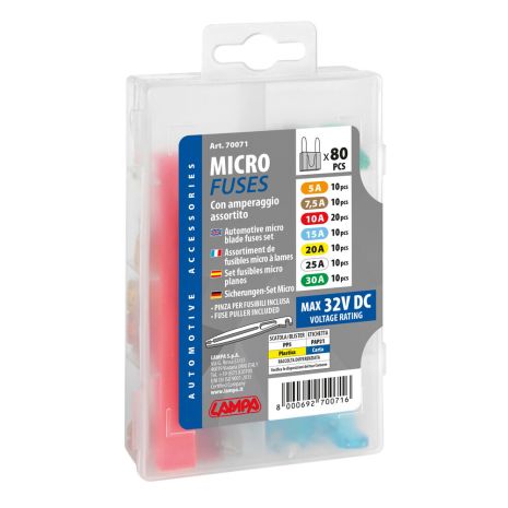 ΑΣΦΑΛΕΙΕΣ MICRO 12/32V ΣΕΤ ΚΟΥΤΙ PLUG-IN  (ΜΕ ΕΡΓΑΛΕΙΟ ΑΦΑΙΡΕΣΗΣ) LAMPA - 80 ΤΕΜ Auto Moto Tyres 