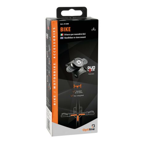 Βάση Στήριξης Κινητού Bike της σειράς Optiline για Τιμόνι Μηχανής, Ποδηλάτου, E-bike, Scooter με διάμετρο από 19 mm έως 35 mm με ρυθμιζόμενους EPDM ιμάντες δέσης και σύστημα Duolock, συμβατή με Θήκες ή Αντάπτορες Κινητού Optiline Auto Moto Tyres 