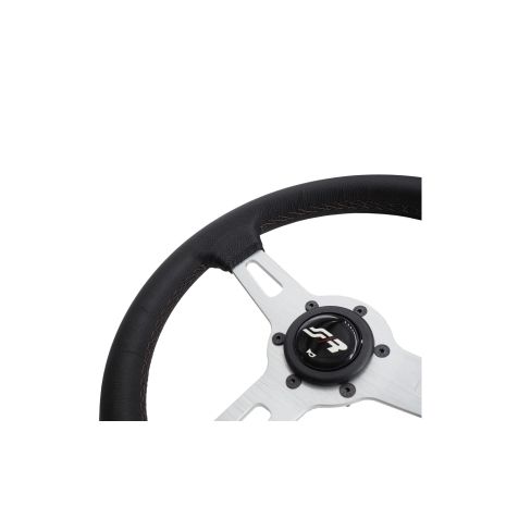 ΤΙΜΟΝΙ EPOCA ΜΑΥΡΟ/ΧΡΩΜΙΟ ΔΕΡΜΑΤΙΝΟ ΤΡΙΑΚΤΙΝΟ ΔΙΑΜΕΤΡΟΣ 350mm SIMONI RACING  - 1 τεμ. Auto Moto Tyres 