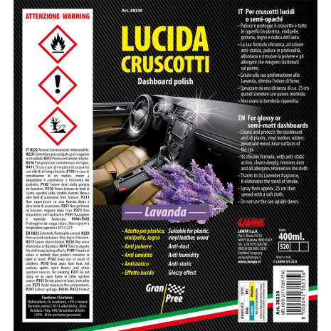 ΓΥΑΛΙΣΤΙΚΟ ΣΠΡΕΙ ΤΑΜΠΛΟ ΣΙΛΙΚΟΝΗΣ ΜΕ ΑΡΩΜΑ ΛΕΒΑΝΤΑ GRAN PREE 400ml LAMPA -1 ΤΕΜ. Auto Moto Tyres 