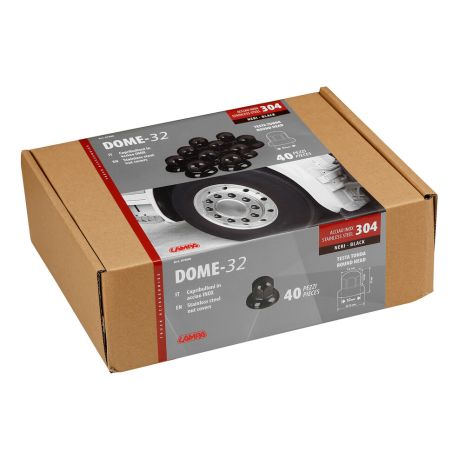 ΚΑΠΑΚΙΑ ΠΑΞΙΜΑΔΙΩΝ/ΜΠΟΥΛΟΝΙΩΝ ΦΟΡΤΗΓΟΥ DOME ΣΤΡΟΓΓΥΛΑ STAINLESS STEEL Φ32mm ΜΑΥΡΟ LAMPA - 40 ΤΕΜ. Auto Moto Tyres 