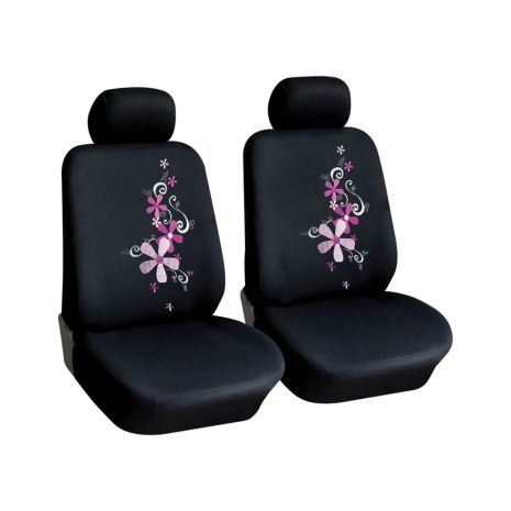 ΚΑΛΥΜΜΑΤΑ ΚΑΘΙΣΜΑΤΩΝ SPRING FLOWERS ΜΑΥΡΑ ΜΕ ΡΟΖ ΛΟΥΛΟΥΔΙΑ  2ΤΕΜ. Auto Moto Tyres 