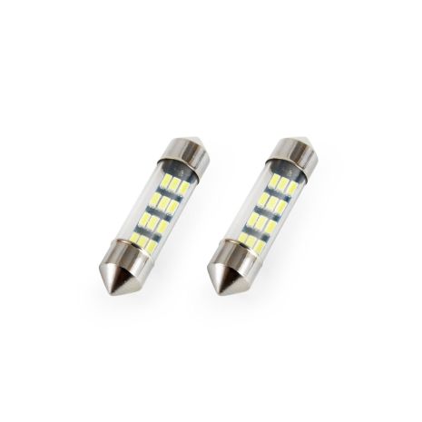 ΛΑΜΠΑΚΙΑ ΠΛΑΦΟΝΙΕΡΑΣ STANDARD FESTOON C5W 36mm - 12V - 0,5W - 5600K - 12LED (ΛΕΥΚΟ/ΨΥΧΡΟ) AMiO - 2 ΤΕΜ. Auto Moto Tyres 