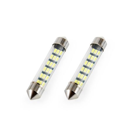 ΛΑΜΠΑΚΙΑ ΠΛΑΦΟΝΙΕΡΑΣ STANDARD FESTOON C5W 41mm - 12V - 0,7W - 5600K - 18LED (ΛΕΥΚΟ/ΨΥΧΡΟ) AMiO - 2 ΤΕΜ. Auto Moto Tyres 